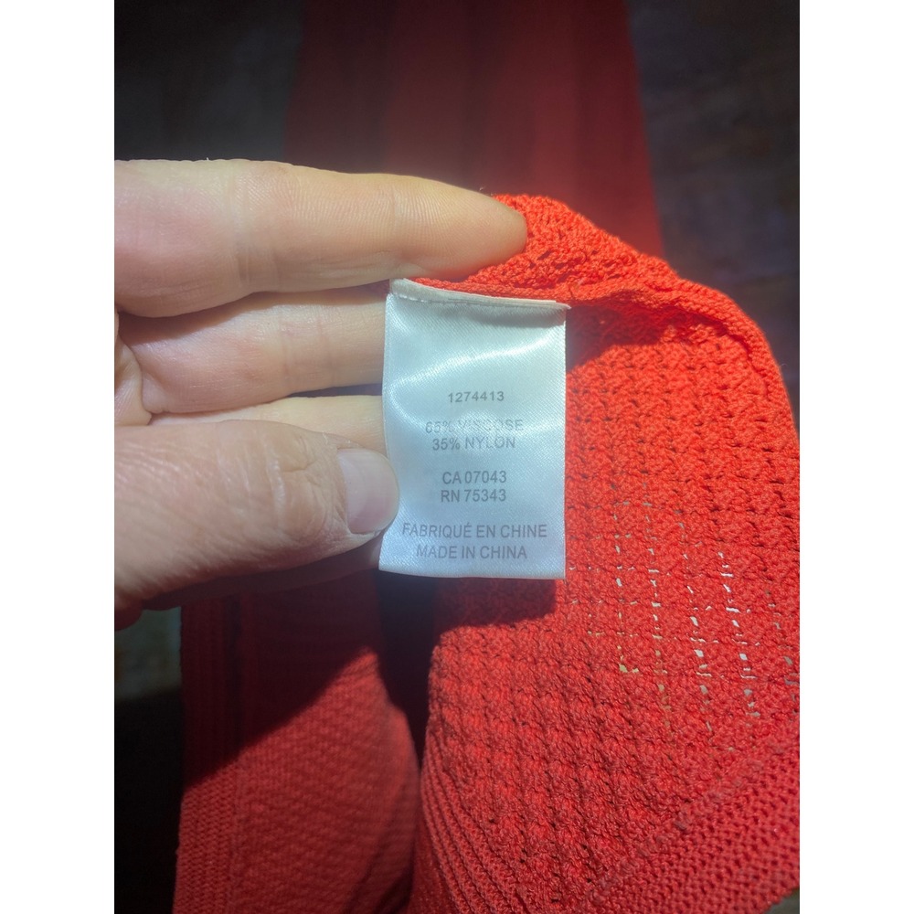House of Harlow 1960 Orange Pointelle Knit Sleeveless Midi Dress Womens Size M - Picture 5 of 9